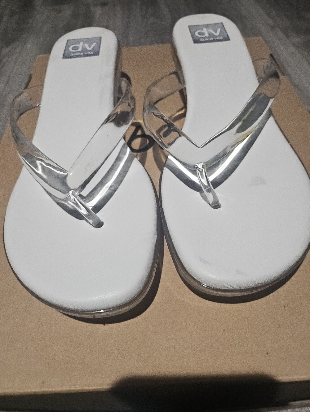 dv by Dolce Vita White Clear-Strap Flip Flop Sandals